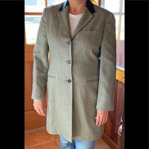 Lauren Ralph Lauren Long Tweed Blazer with Leather Collar